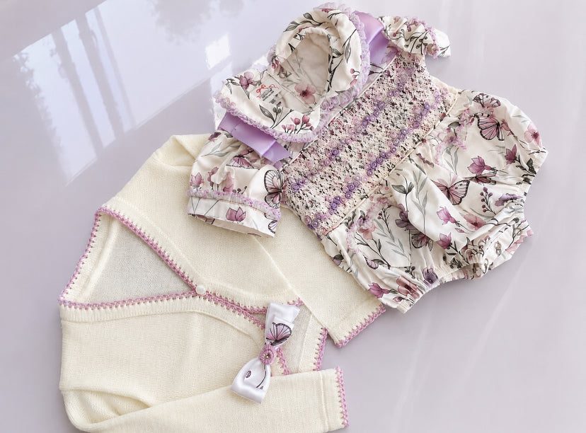 Butterfly smocked romper