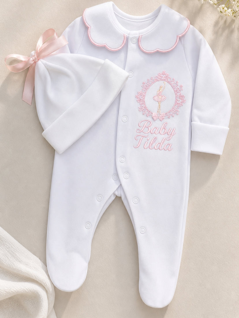 Babygrow and hat with bow