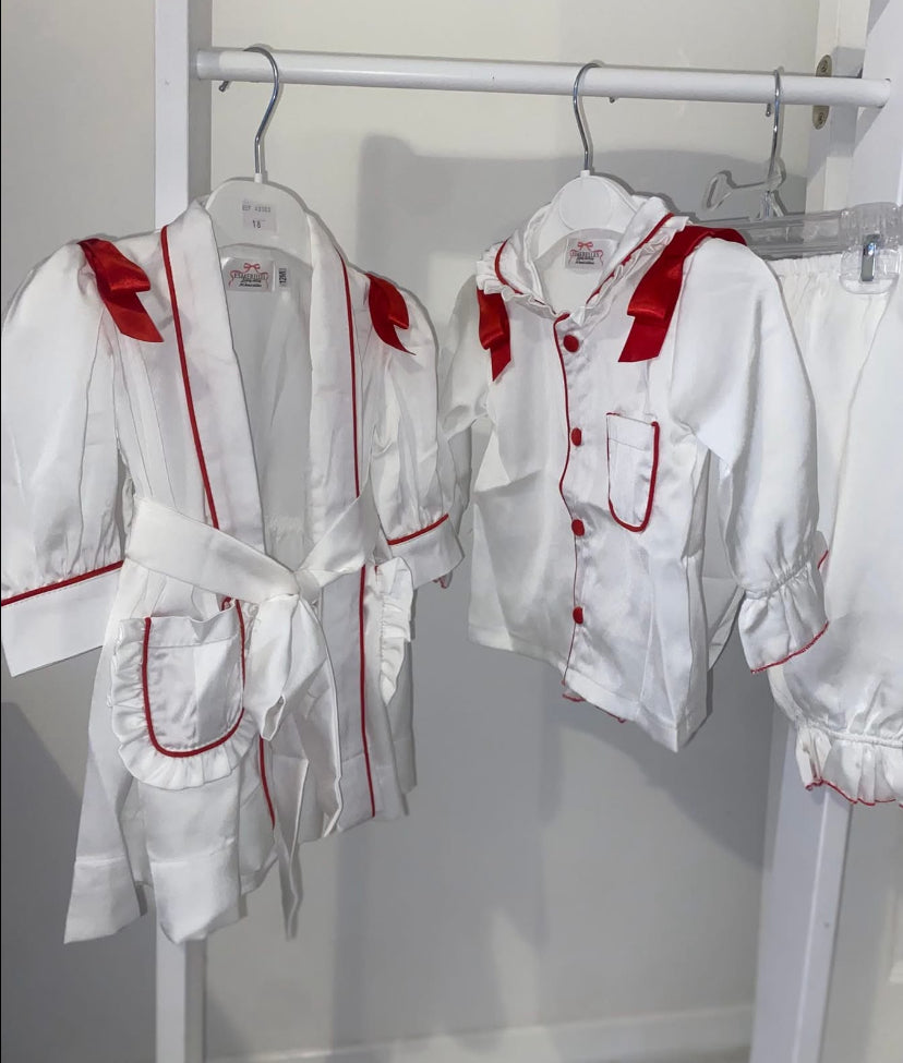 Girls Red Pjs and Nightcoat