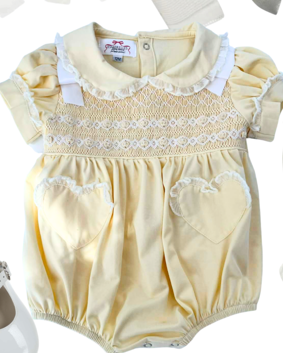 Pre order. Lemon Smocked Romper
