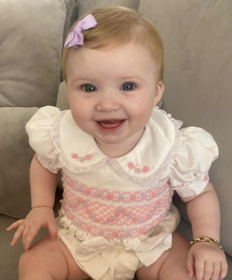 Floral Satin Two Piece Romper With Matching Bow